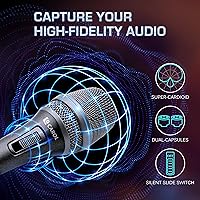 Vista 5 de CAROL AC-900S XLR - Micrófono vocal con cable - Micrófono supercardioide dinámico con tecnología de cancelación de ruido AHNC de doble motor