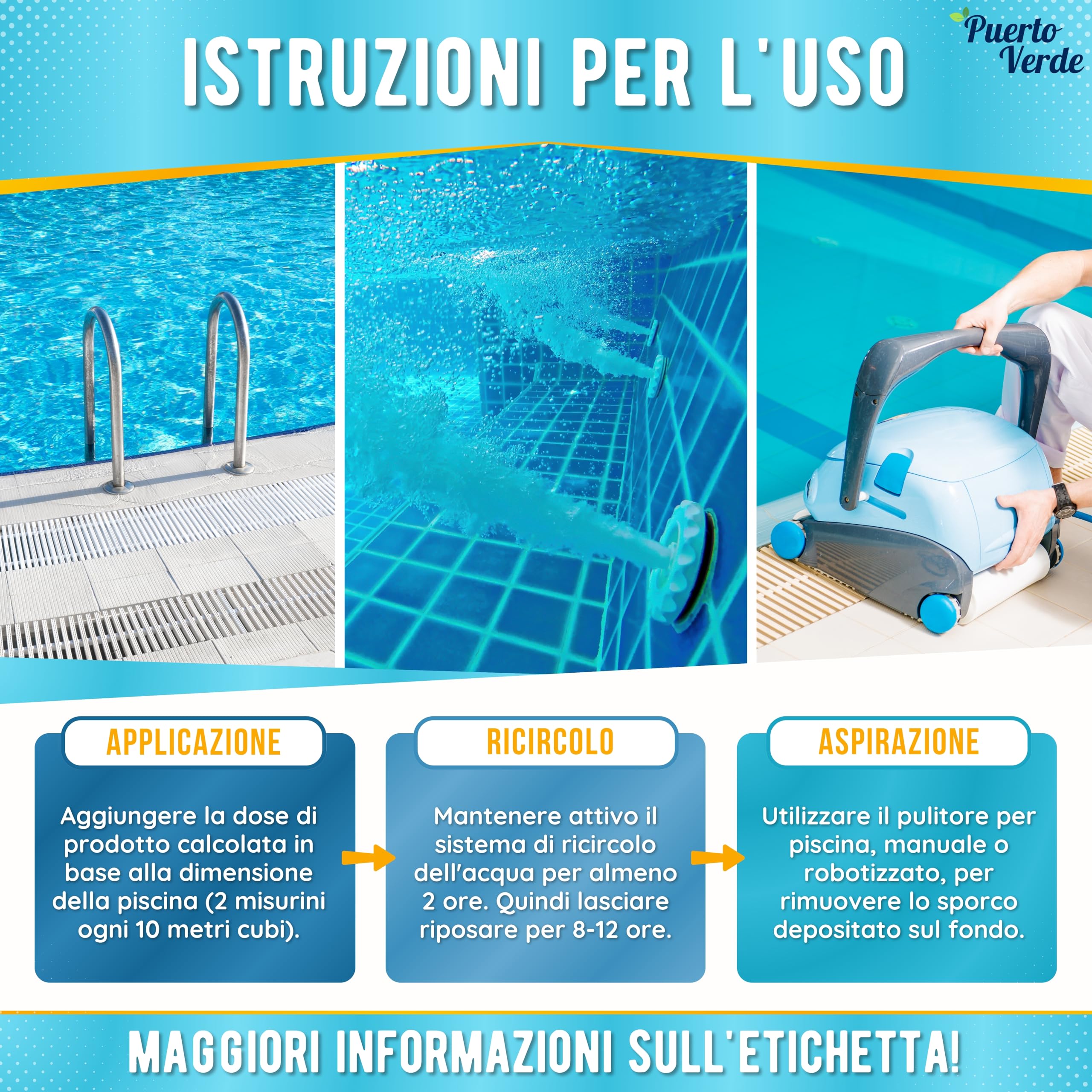 Flocculante Naturale 64 Trattamenti. Flocculante per Grandi Piscine e Spa. | Eliminatore di Torbidità per Acque Cristalline. Chiarificatore in Granuli per Uso Sicuro. Produzione Europea.