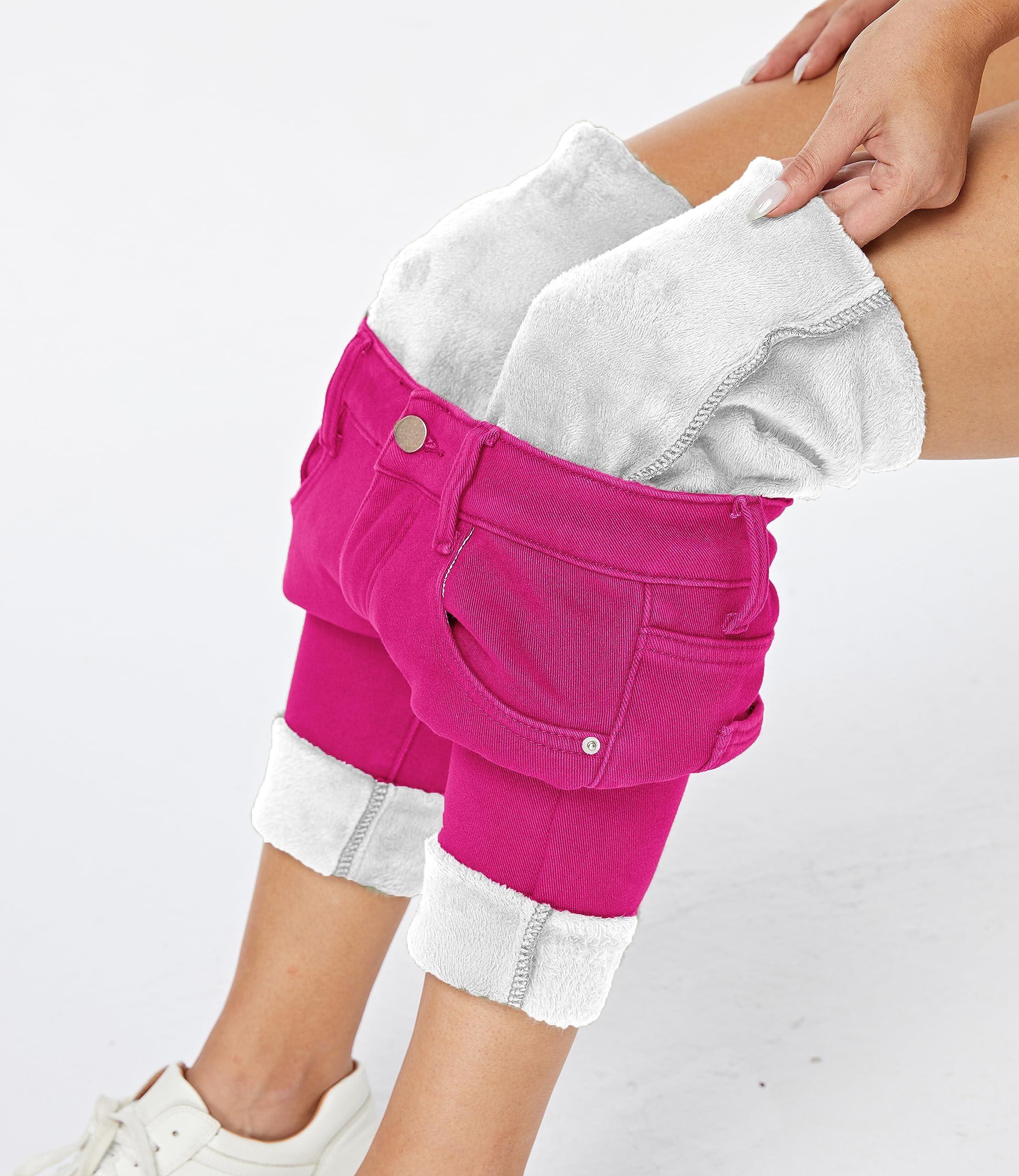 Mom Jeans For Women High Waist Heipeiwa Womens Winter Jeans Fleece