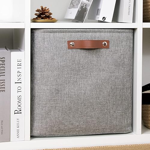 Miniatura 4 de DULLEMELO Cesta de almacenamiento de tela, plegable, para organizar, para armario, lavandería, guardería, estantes, cesta decorativa para regalos.