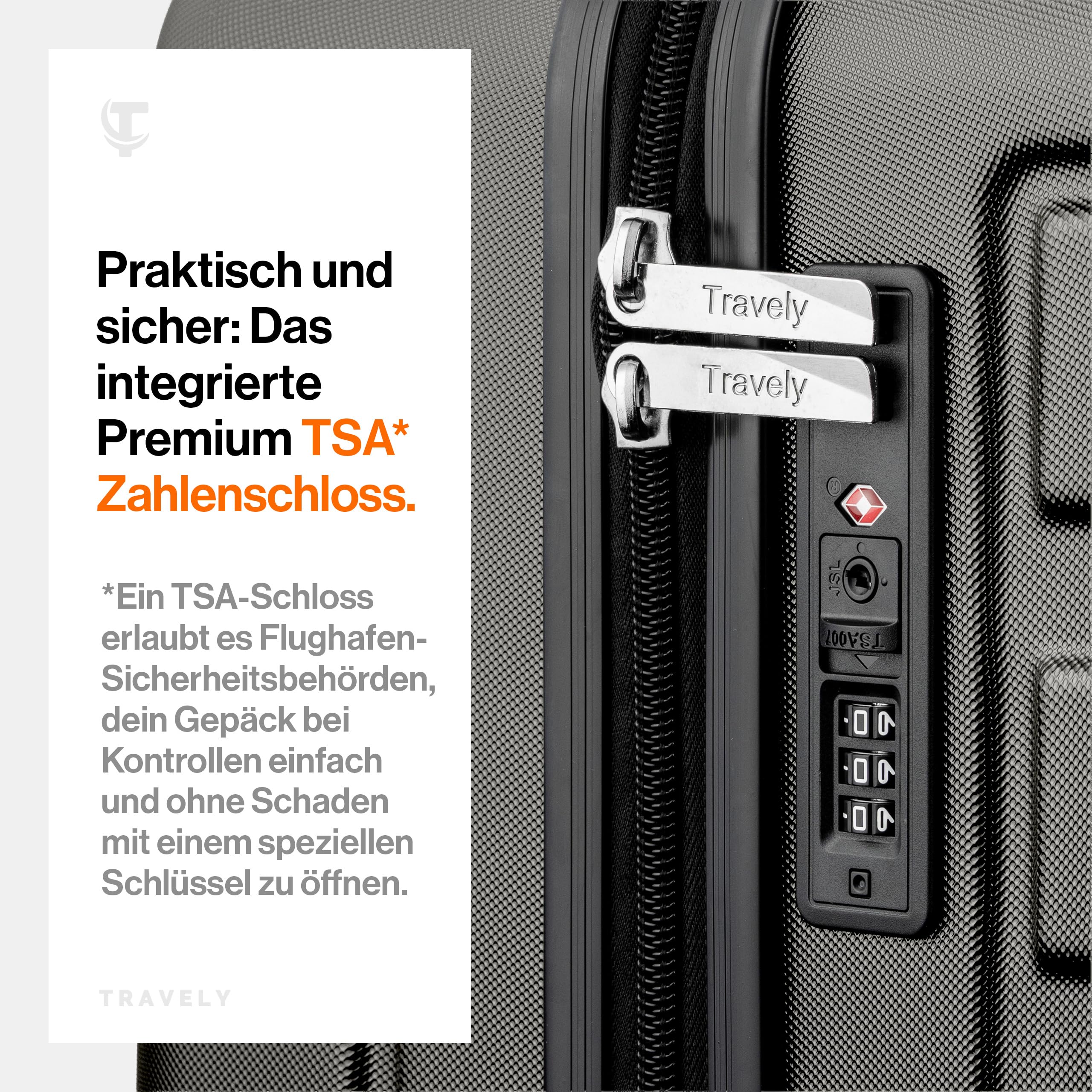 Travely Polycarbonat Koffer Groß 77cm XL - 100L Innenvolumen - 158cm Gurtmaß, sehr robuster Hartschalenkoffer mit sanften Rollen & TSA Schloss, Reisekoffer, Handgepäck Koffer, Reisekoffer mit Rollen