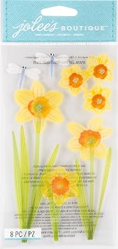 EK Success Vellum Layered Stickers-Daffodils, Yellow