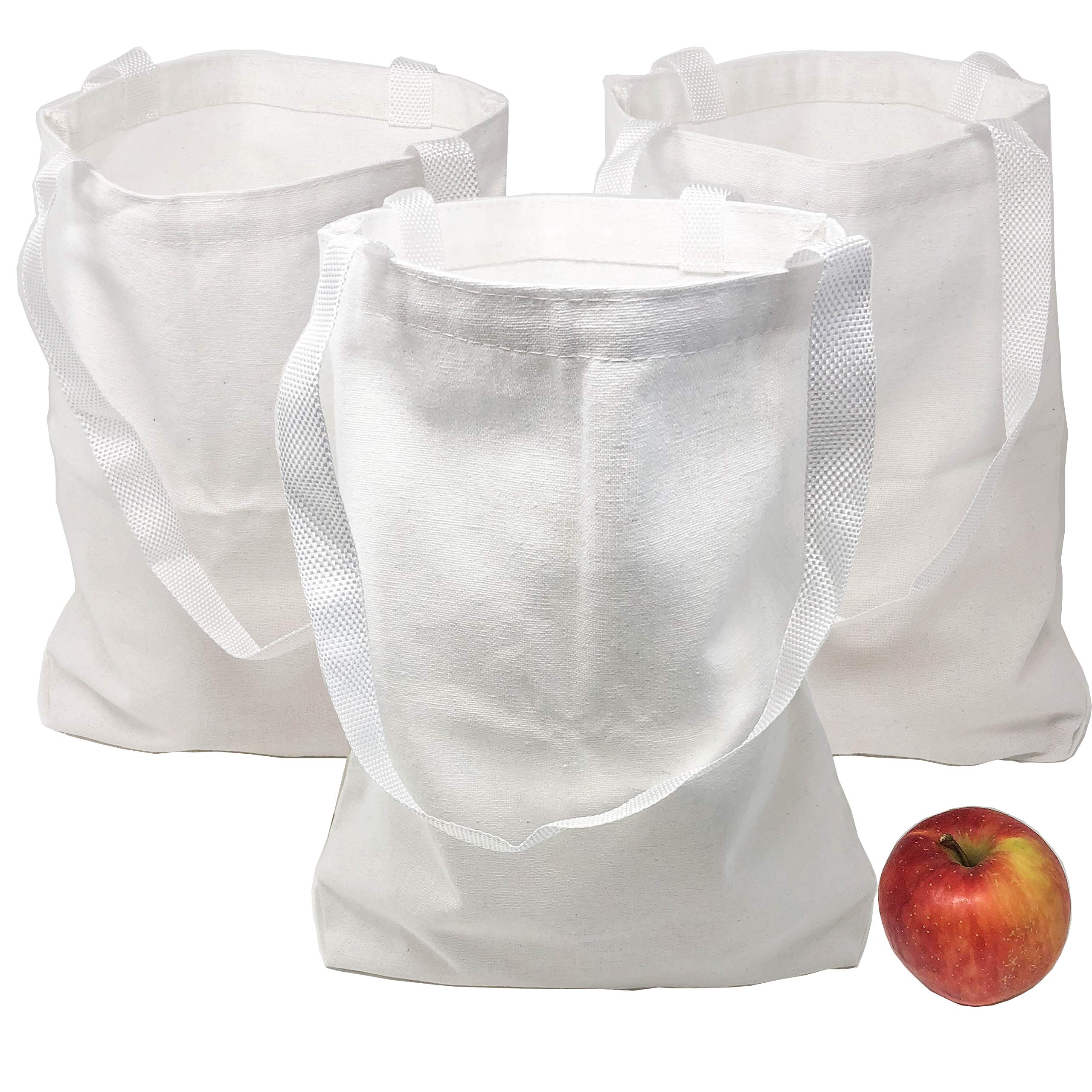 Podzly DIY Blank Canvas Tote Bags - Set of 12 Small 12