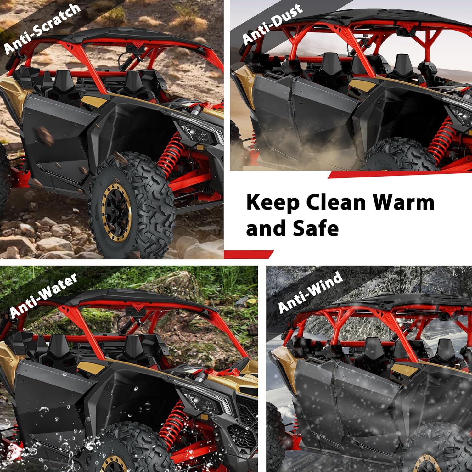 Front Aluminum Full Doors for Can Am X3 & MAX 17-25, Heavy Duty Metal Full Door Panels for 2017-2025 Can-Am Maverick X3 & MAX All Models Accessories, Replace OEM #715004732