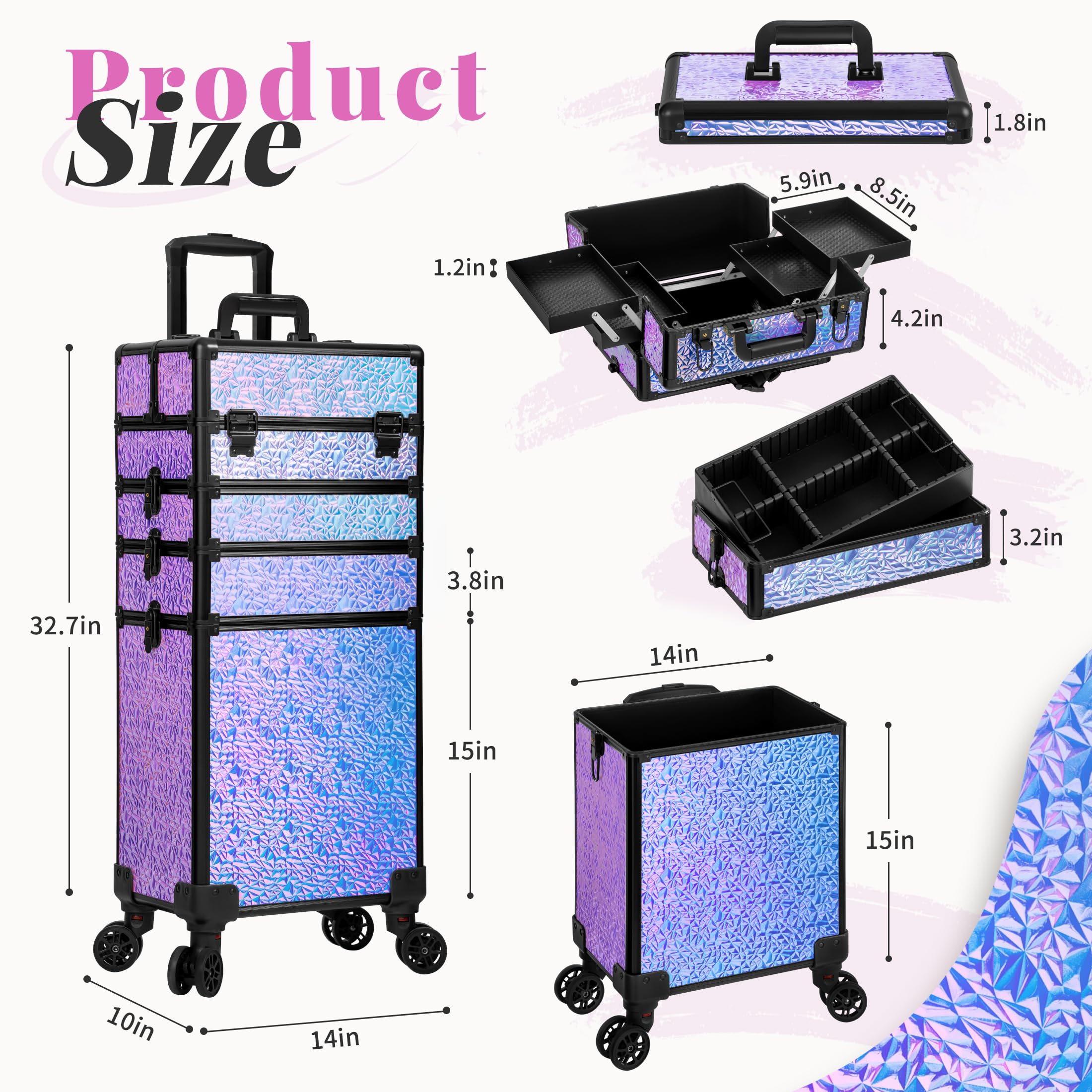 Rolling Makeup Case with Lid
