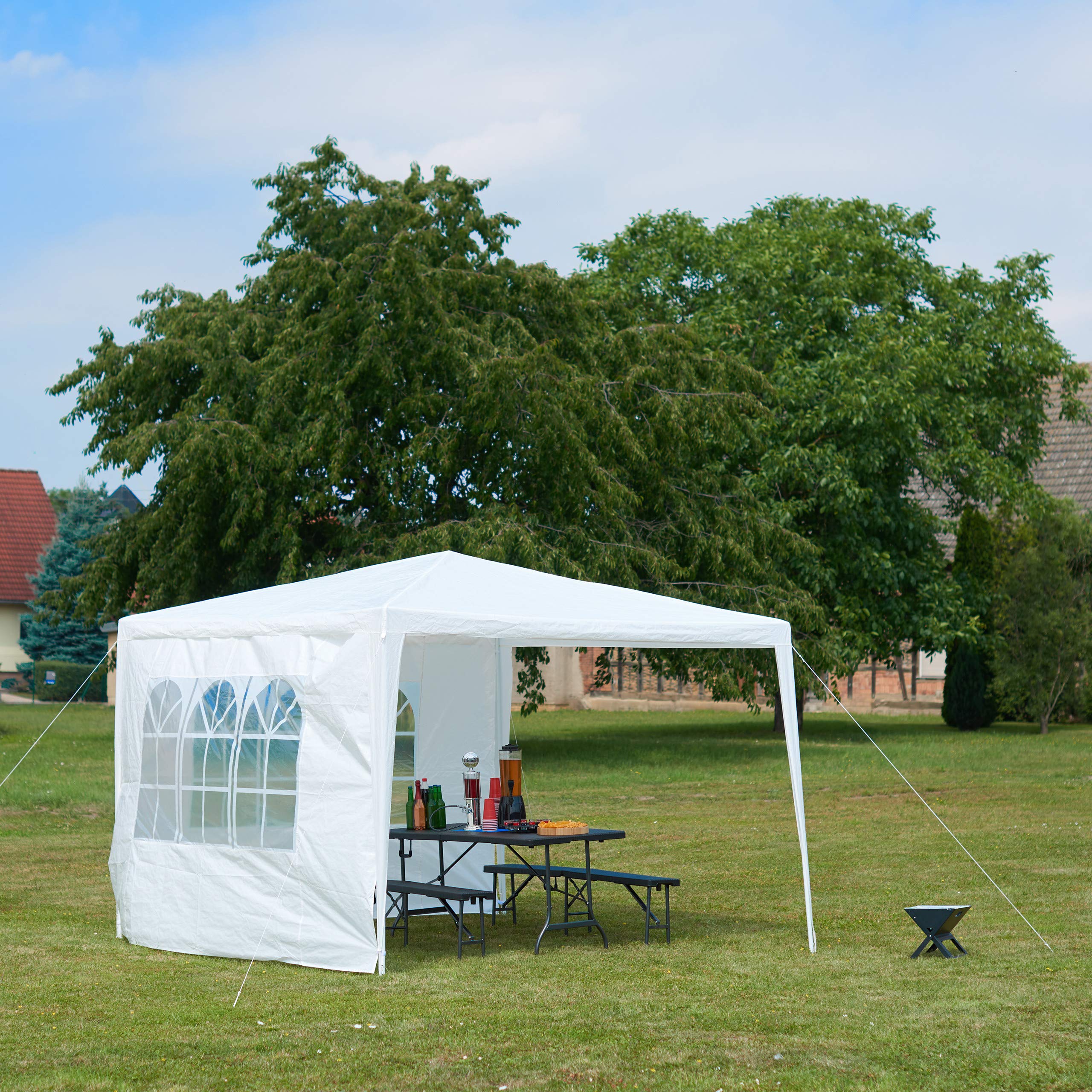 Relaxdays Pavillon, weiß, 300 x 300 x 250 cm, 10020810_49