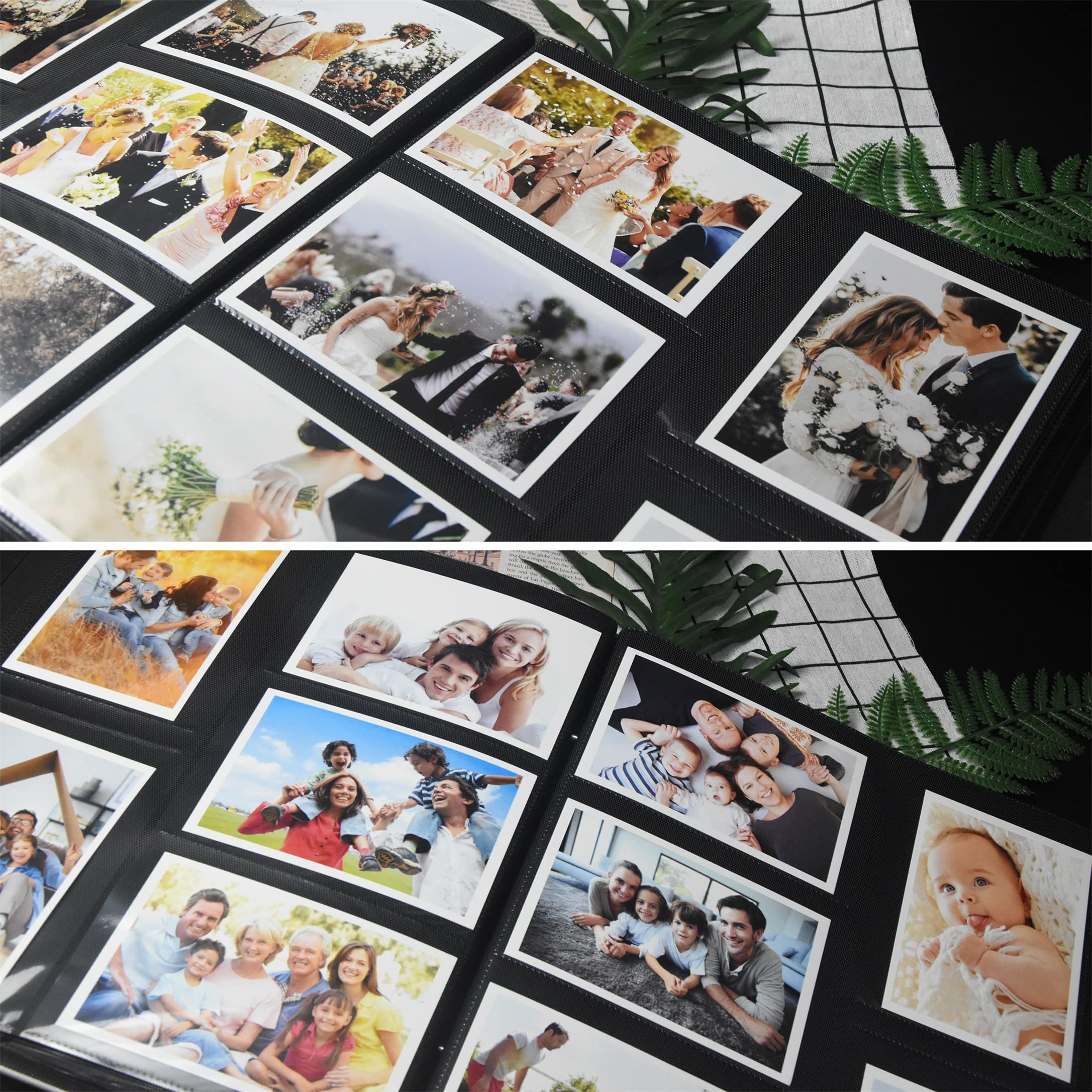 Fotoalbum E-Manny Fotobücher für 4x6 Bilder Große Kapazität Hochzeitsalben 500 Halten Fotos für Familien Paare Erinnerungen Buch Geburtstag Jahrestag Reise Fotoalbum säurefrei (schwarz)