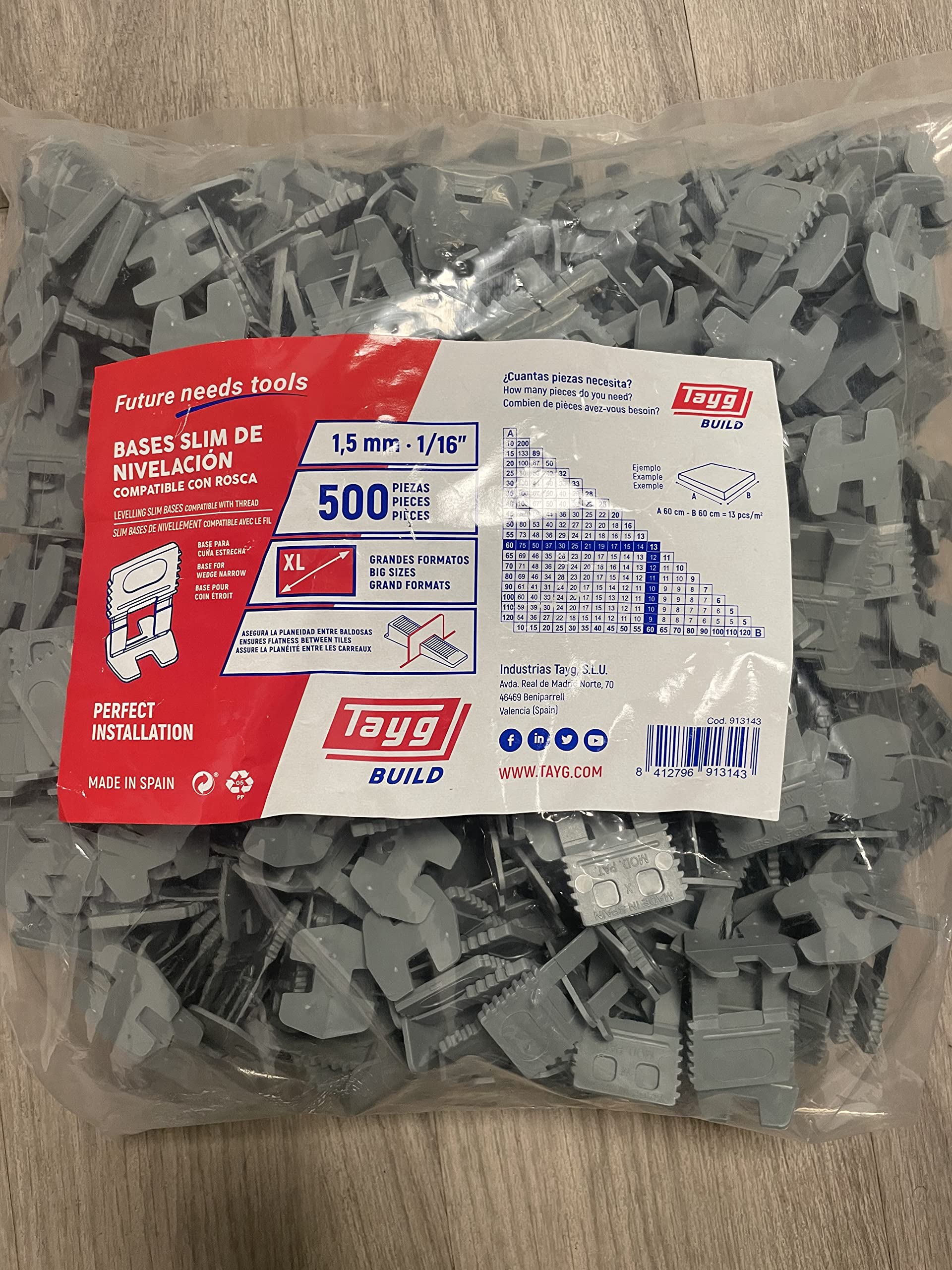 Base de nivellement 1.5mm lot de 500 pièces pour pose de carrelage