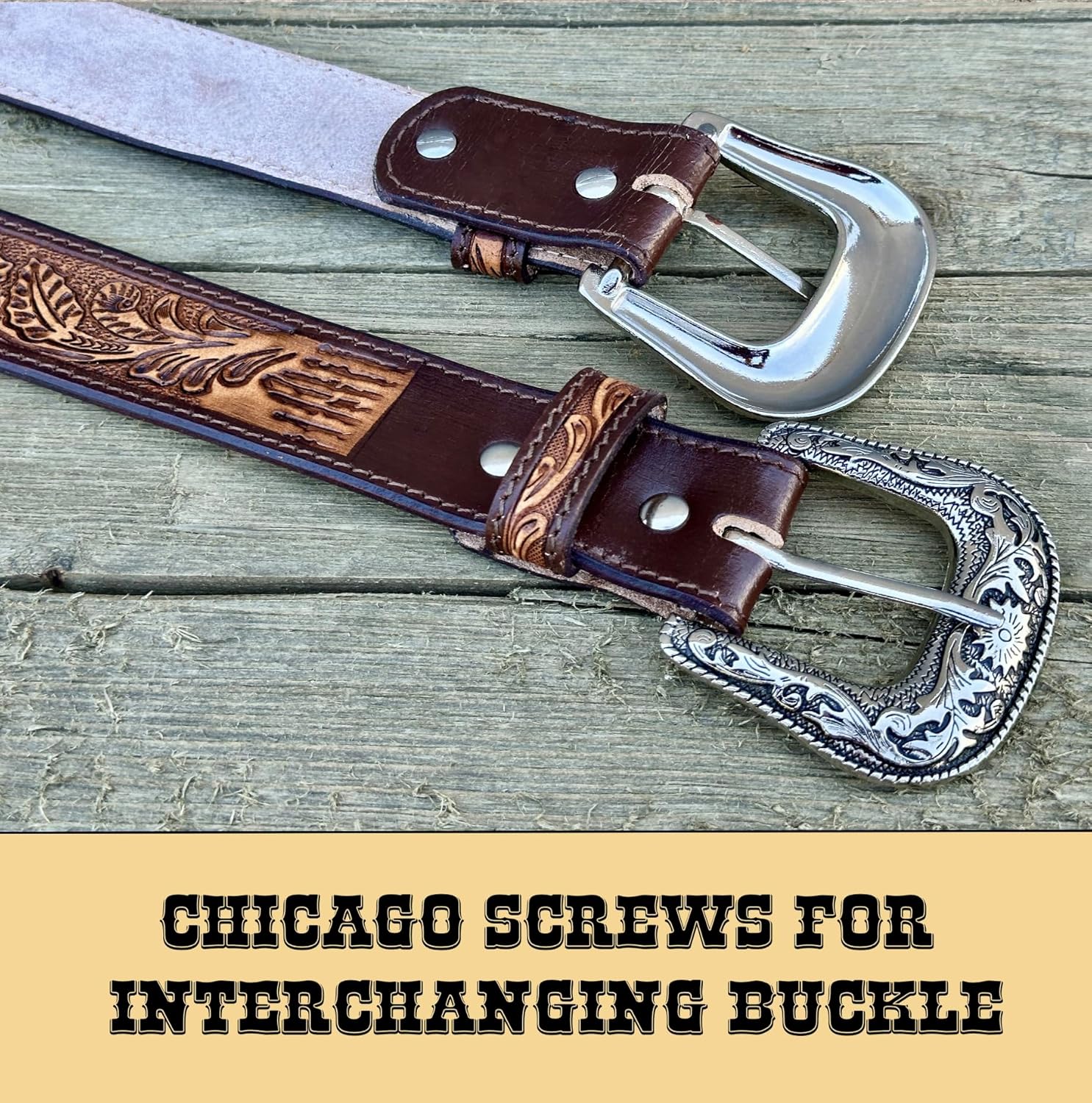 DANIEL'S ARTPLANET Western Belt for Men 1.5” Wide Full Grain One Piece Leather Belt with Buckle Engraved Handmade Tooled - Image 5