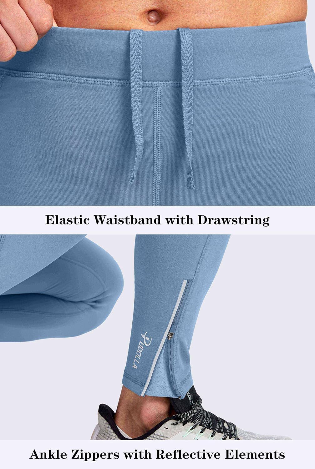 Pudolla Men's Thermal Running Tights with 3 Zipper Pockets Workout Compression Leggings Cycling Pants for Men Hiking Jogging - Image 5