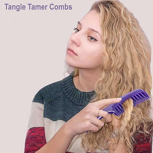 Miniatura 7 de Allegro Combs Peine para el cabello 1003 con forma de domador de enredos, peine de ducha de dientes anchos para cabello rizado, mojado o seco,