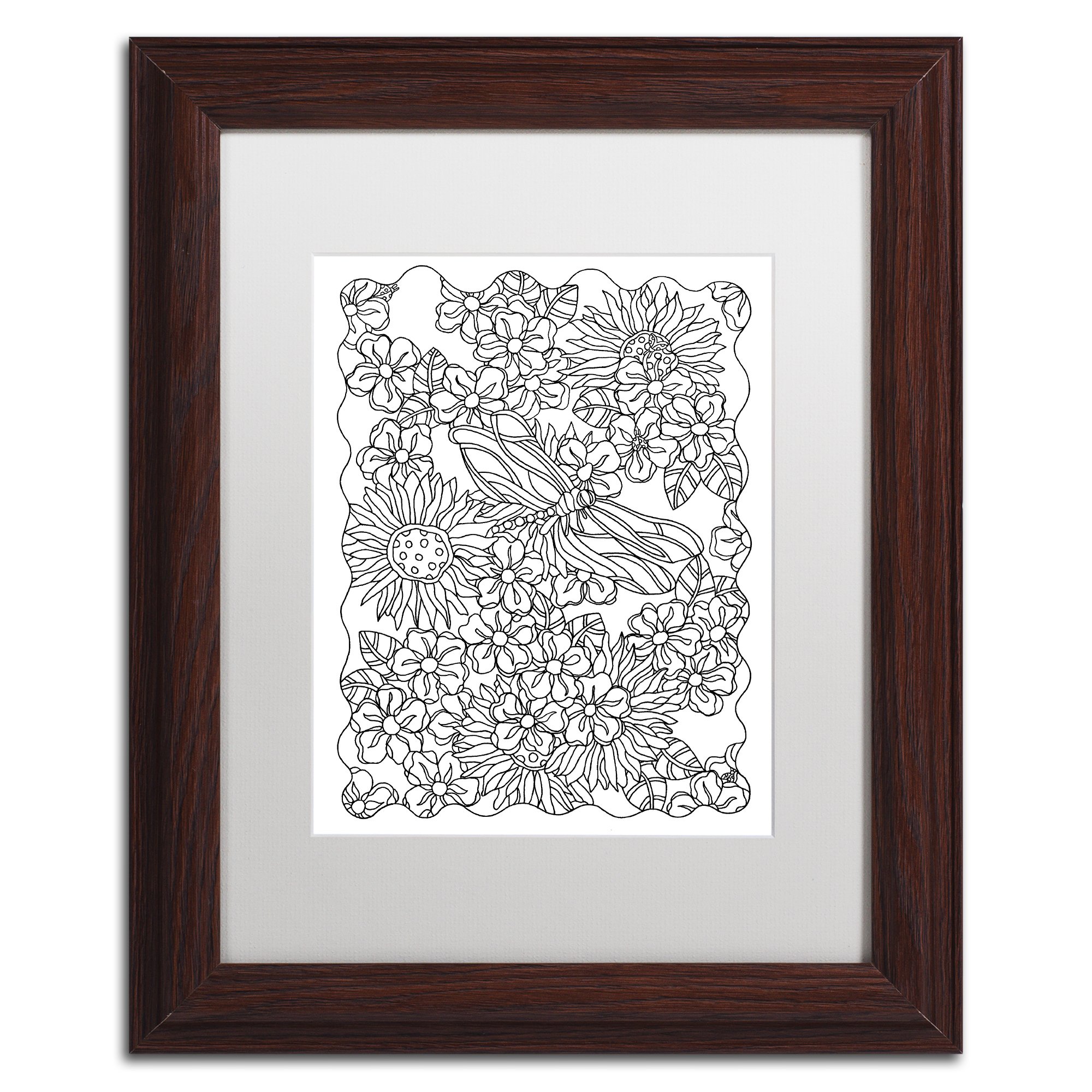 "Dragonfly" by Kathy G. Ahrens Artwork with Wood Frame, 11" x 14", White Matte