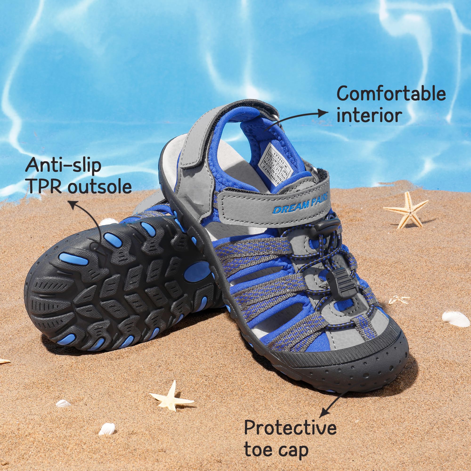 DREAM PAIRS KIDS Sandales de Sport Enfant Garçon Fille Légères et Respirantes, Sandales Outdoor Randonnée Plage Marche Chaussures Été Confortables