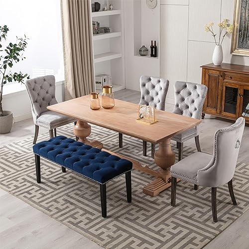 Miniatura 2 de KCC Banco otomano tapizado con botones, bancos tapizados de terciopelo para dormitorio, reposapiés, banco de acento para entrada, comedor, sala de