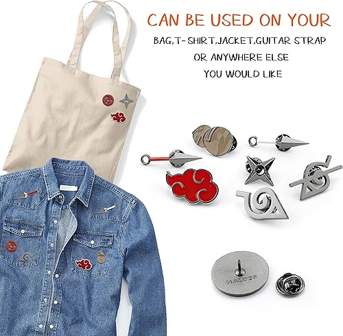 Miniatura 3 de Babymiu Pinzas esmaltadas de anime (paquete de 8) lindos pines de aleación de anime, insignia de ninja esmaltada, broches para mochilas, chaquetas,