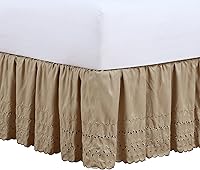 Vista 10 de Fresh Ideas falda de cama de 18 pulgadas con volantes calados color hueso, Algodón Poliéster, Blanco, Completo