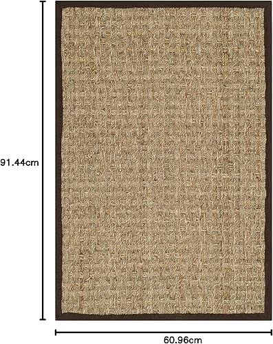 Vista 585 de Safavieh NF114A Natural Fiber Collection - Alfombra de fibras naturales de patrón trenzado, varios colores (5 x 8 pies), Fibras naturales, azul