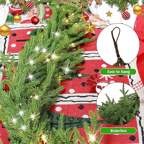 Miniatura 6 de Guirnalda de pino Norfolk de Navidad de 6 pies con 100 luces LED, guirnalda densa de pino Norfolk de tacto real, guirnaldas artificiales para