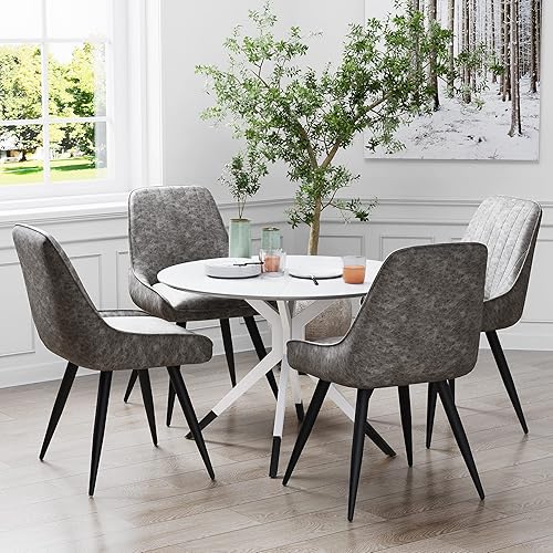 Miniatura 3 de Andeworld Juego de 4 sillas de comedor tapizadas, cómodas y modernas sillas decorativas con patas de metal, sillas laterales industriales de piel