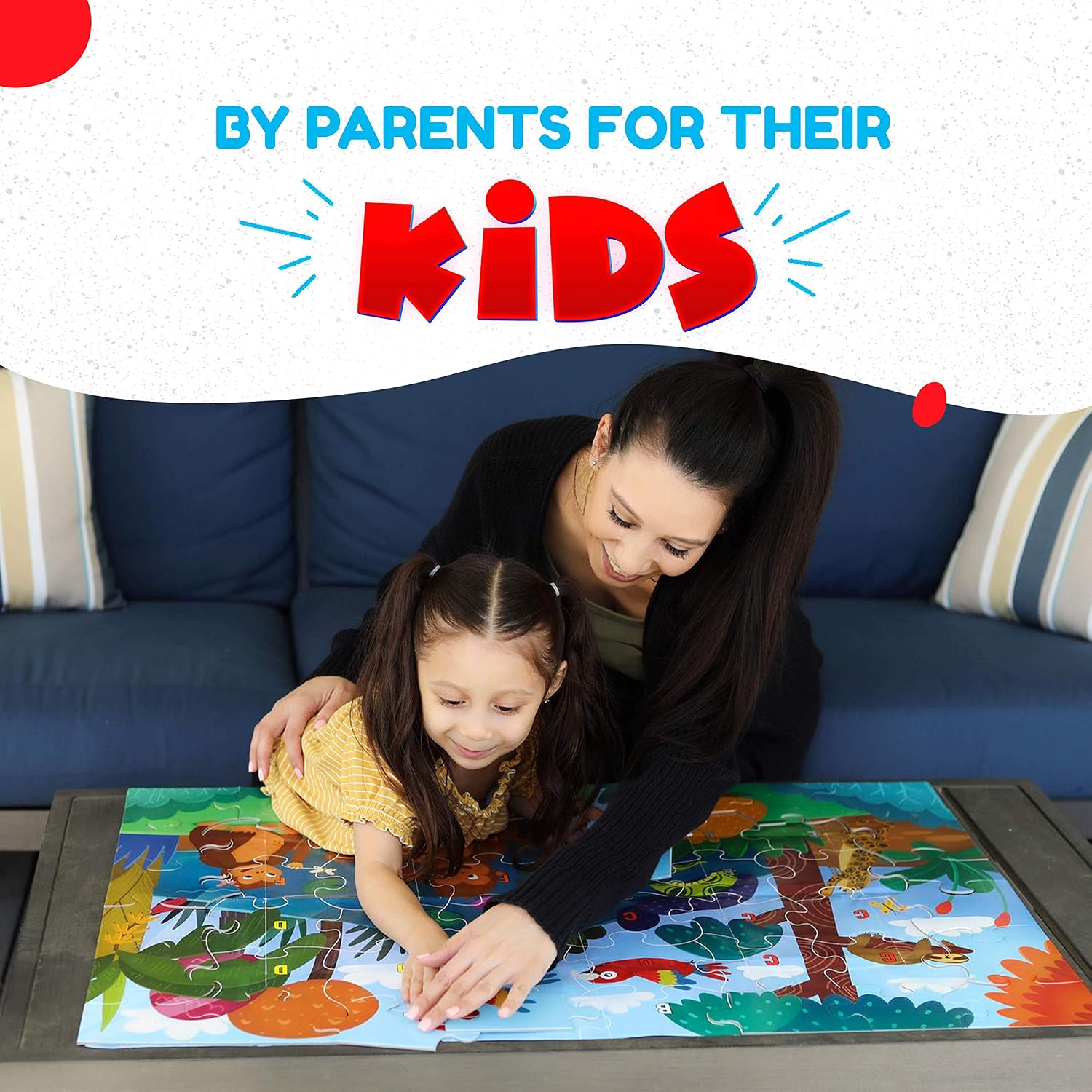 48 Piece Floor Puzzle for Kids & Treasure Map System, Jigsaw Puzzles for Kids, Toddlers, Preschool Age 3,4,5,6, Extra Large Childrens Puzzles (2 x 3 feet Long)