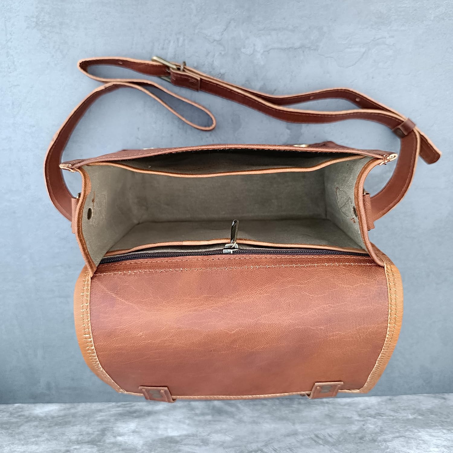 9 Inch Handmade Vintage Full Grain Leather Crossbody Sling Bag Men Women Unisex Teens Purse Wallet Satchel Handbag Messenger Bags