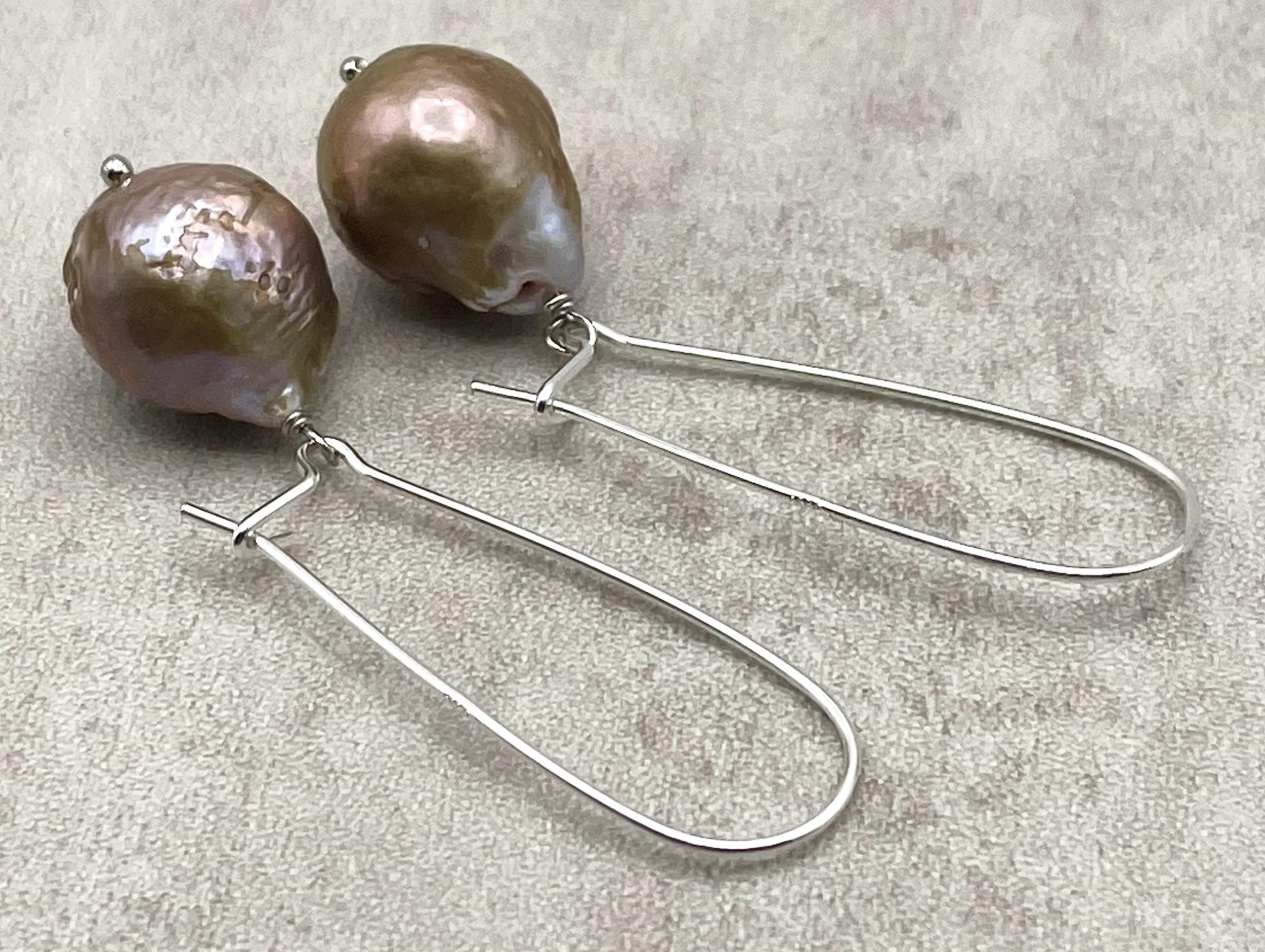 Orecchini con Perle Barocche Naturali, Pendenti in Argento 925, Gioielli Classici, Bijoux Matrimonio, Made in Italy, Regalo per la Mamma