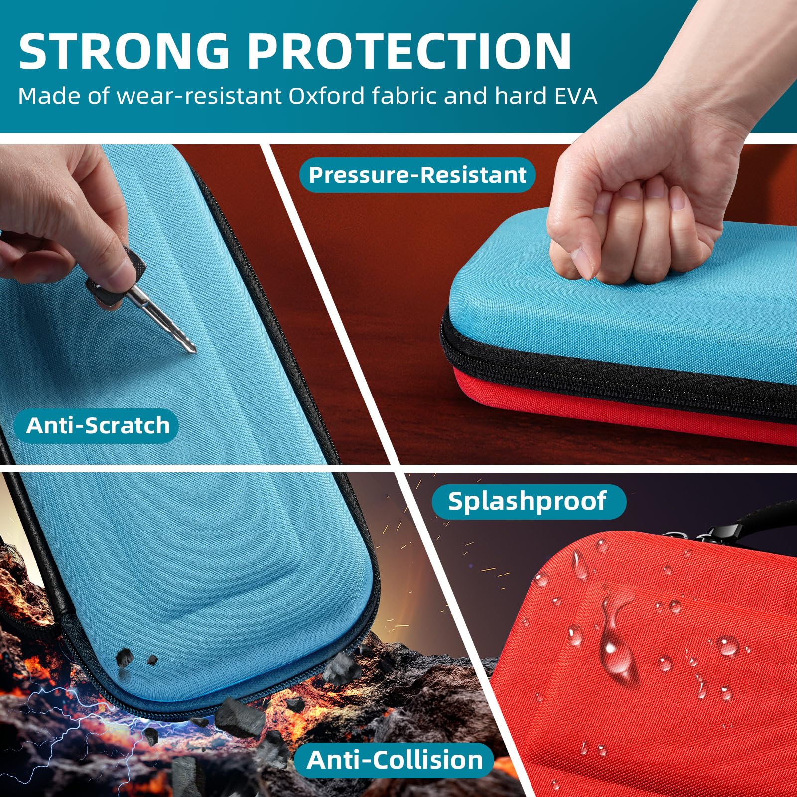 TiMOVO Carrying Case for Nintendo Switch 2 2025, Large Capacity Protective Hard Shell Portable Travel Case Pouch for Switch 2, with 10 Game Card Slots and Pockets for Console & Accessories, Blue+Red