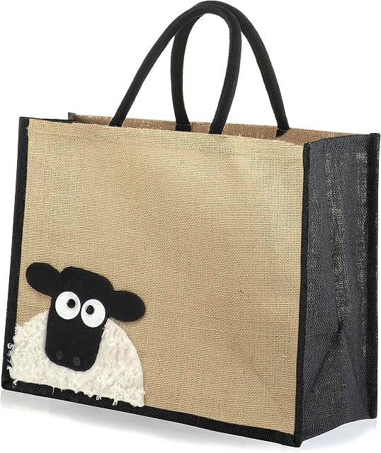 Large Jute Hessian Sheep Shopping Bag - Height 32cm Length 42cm Depth 18cm