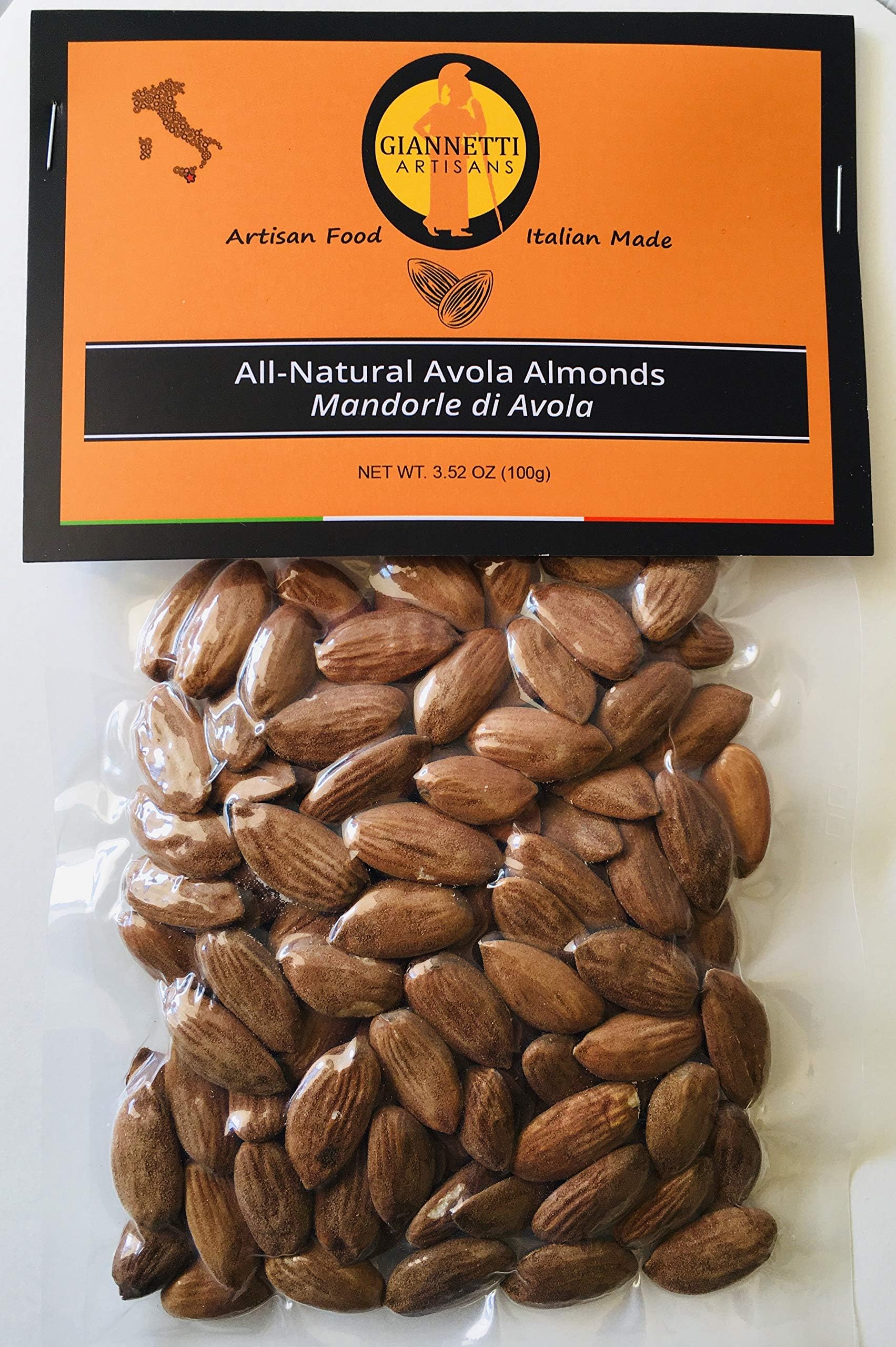 Giannetti Artisans All-Natural Sicilian Avola Almonds "Pizzuta" Variety - 3.52 oz (100 g)