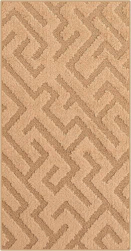 Camino de pasillo antideslizante de tamaño personalizado, cortado a medida, 27 pulgadas x 6 pies, color marrón dorado