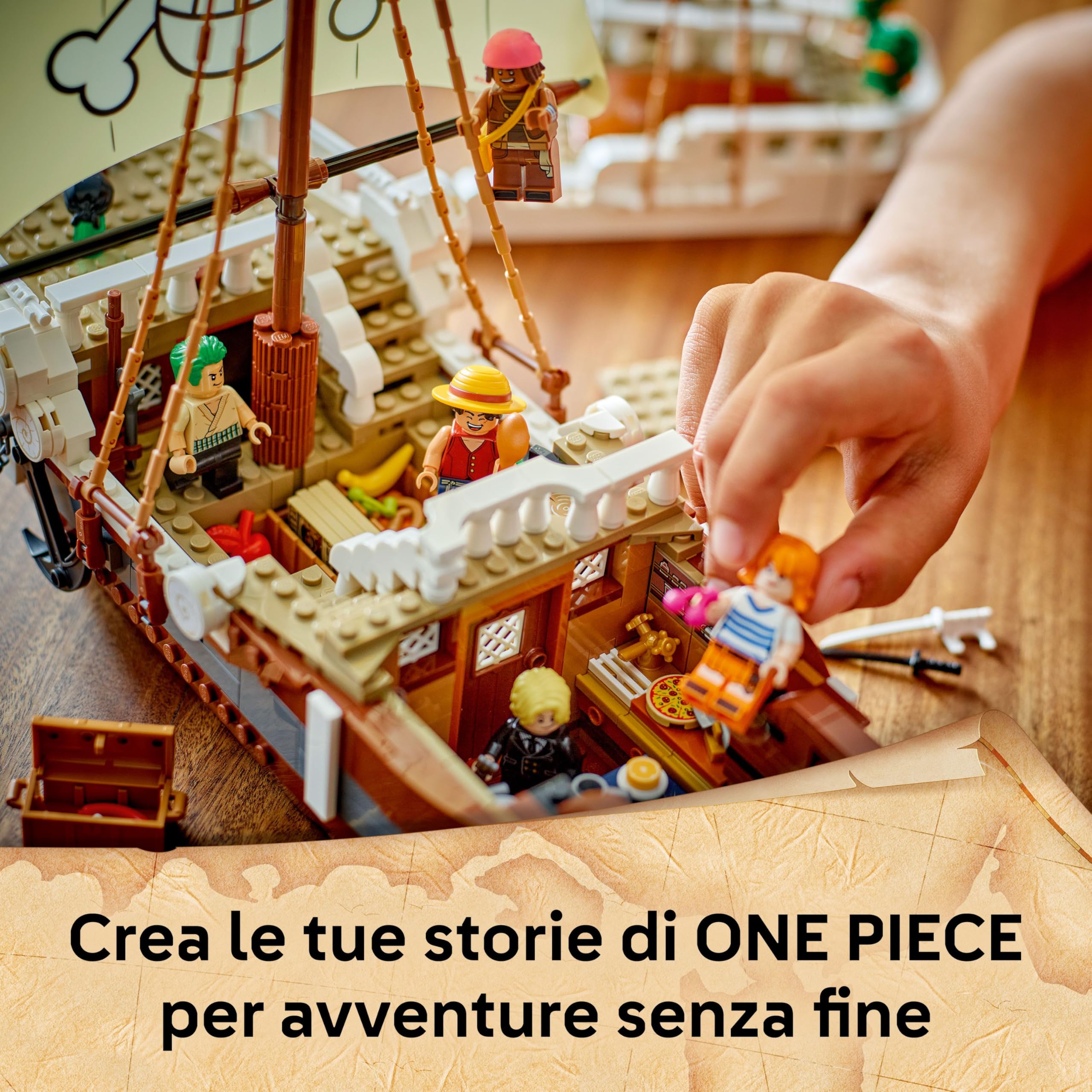 LEGO ONE PIECE La Nave Pirata Going Merry - Modello di Barca Giocattolo da Esposizione con 5 Minifigure tra cui Luffy, Zoro e Nami - Regalo per Bambini, Bambine e Fan degli Anime da 10 Anni - 75639