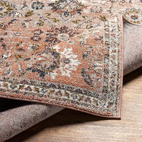 Miniatura 5 de Surya Davaro - Alfombra tradicional de medallón, 5 pies 3 pulgadas x 7 pies, color naranja