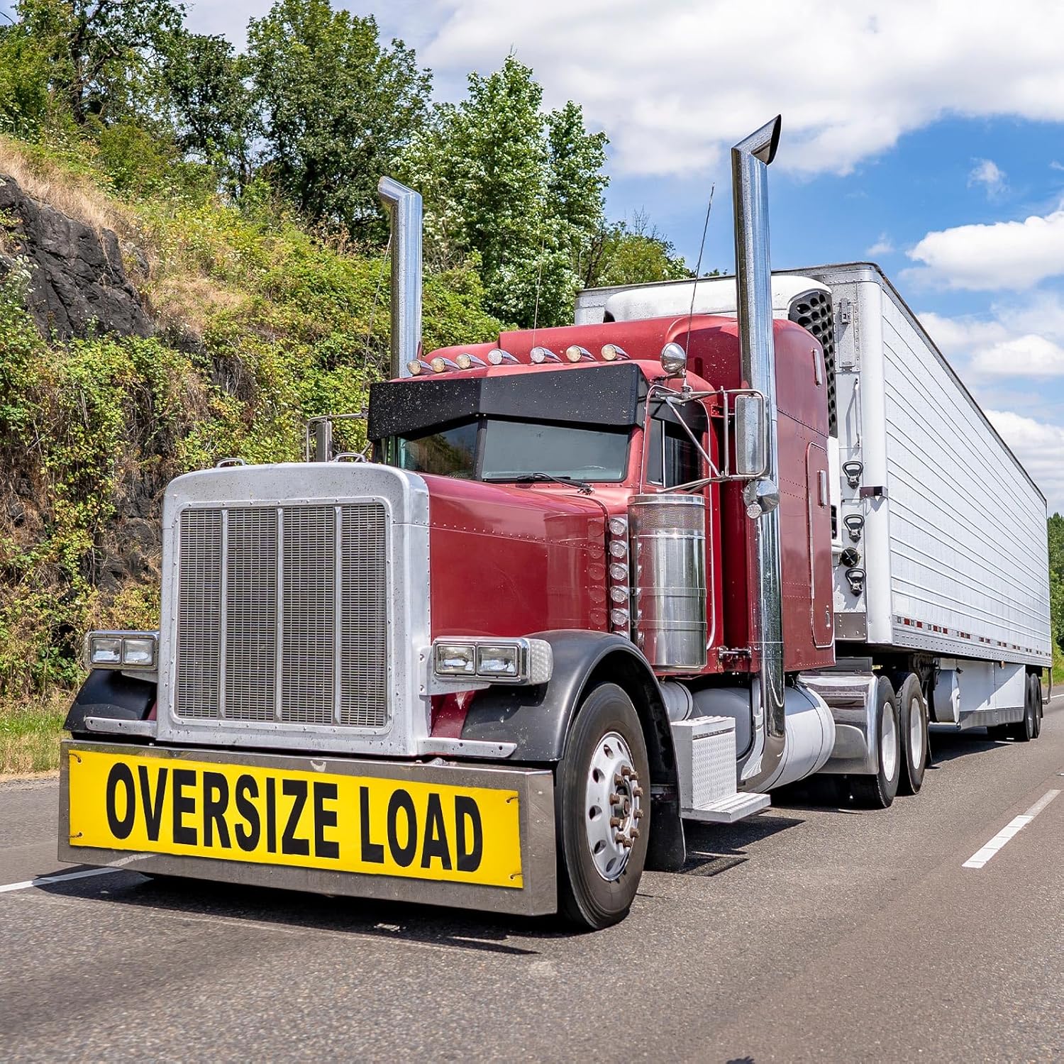 Newwiee 2 Pcs Oversized Load Banner with Grommets 12 x 60 Inch Wide Load Sign for Trucks Escort Vehicles Accessories