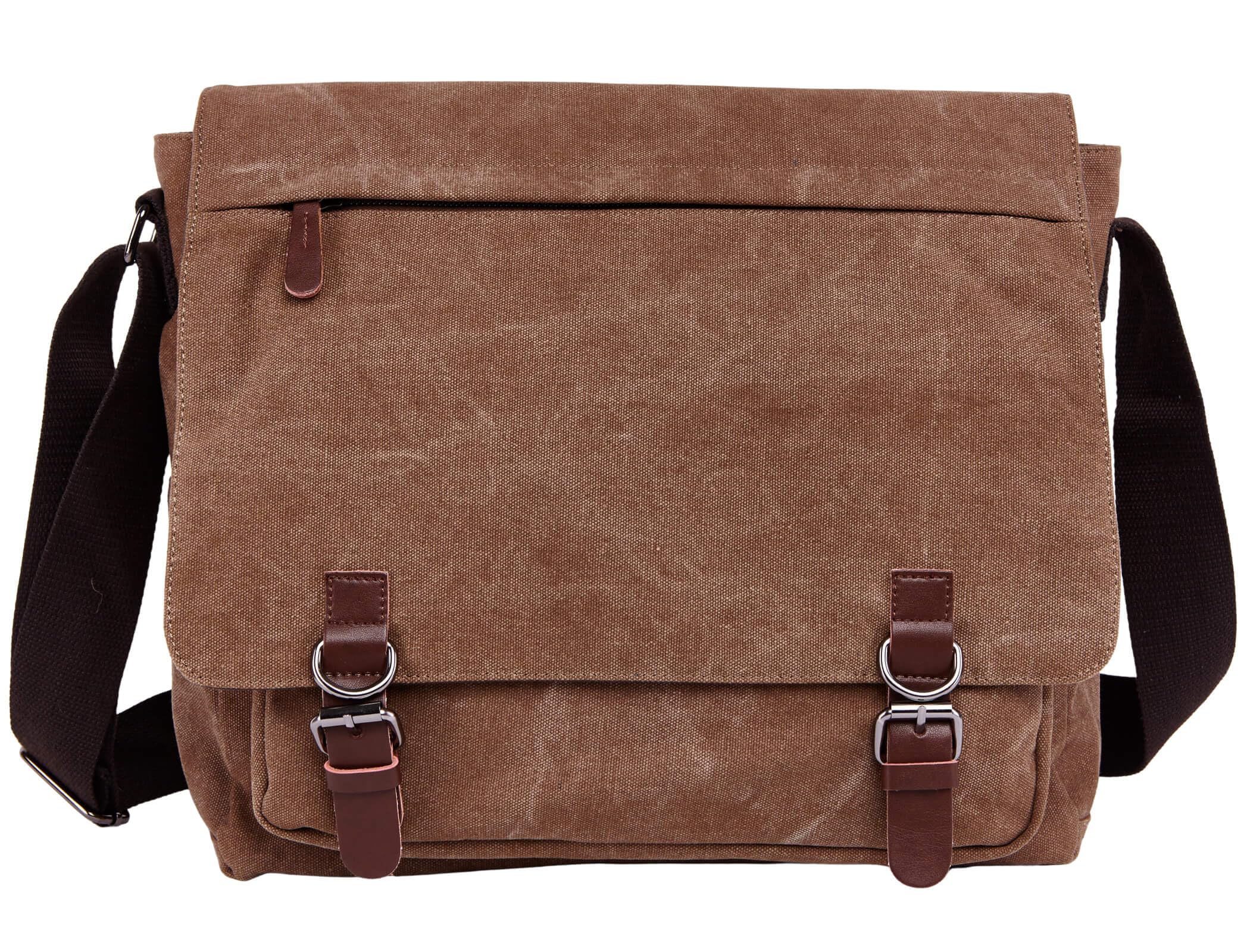 Bolso bandolera de lona para laptop de 15.6 pulgadas para hombres y mujeres, bolso cruzado de lona con hebilla magnética y múltiples bolsillos, bolso vintage para el trabajo, la escuela y los
