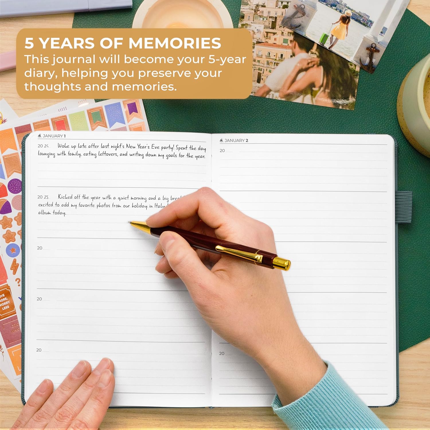 Clever Fox One Line A Day Journal – 5-Year Memory Notebook – Daily Time Capsule Diary for Women & Men –Five-Year Day-by-Day Planner (Deep Sea)