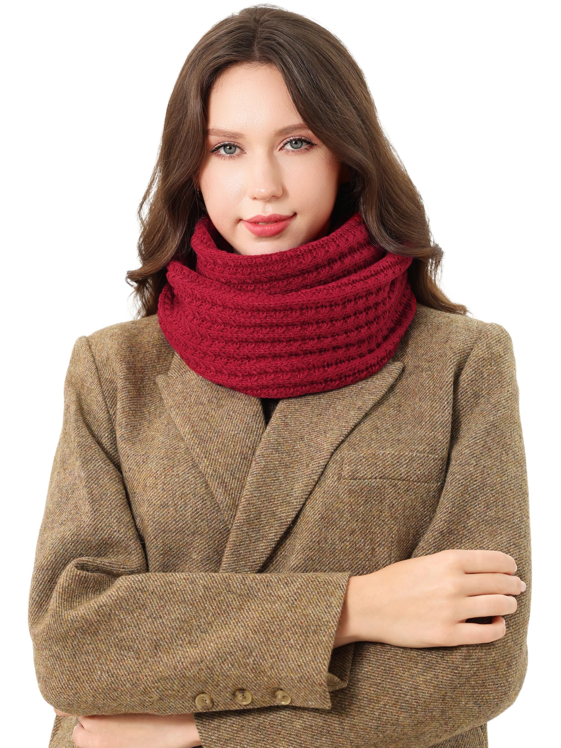 DonDon Schal Damen Winter Winterschal Strickschal Loop Schal Schlauchschal