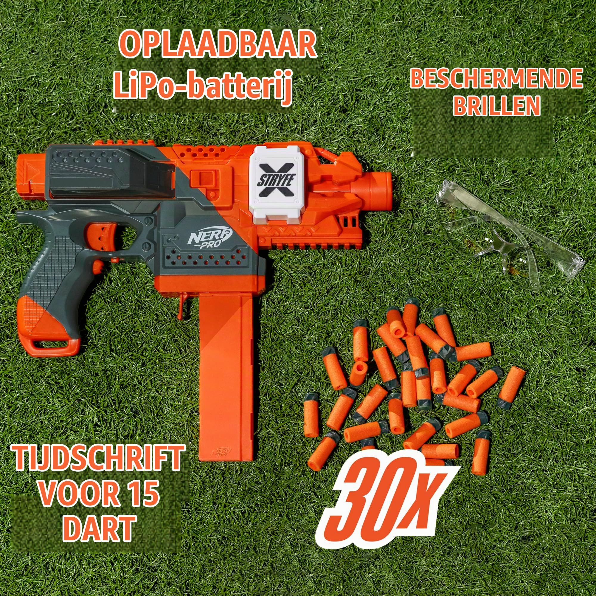 NERF Pro Stryfe X Dart Semi-Automatic Blaster, Rechargeable LiPo
