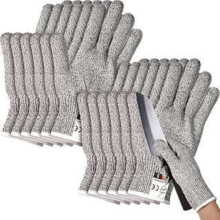 Potchen 6 Pairs Cut Resistant Gloves Level 5, Safety, X-Large | Work Gloves for Fish Filleting and Meat Prep, Puncture Resistant Protection for Food Handling, Safety Design, Bulk Value Pack