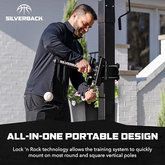 Silverback Portable Baseball Swing Trainer with Lock n Rock Technology,Black