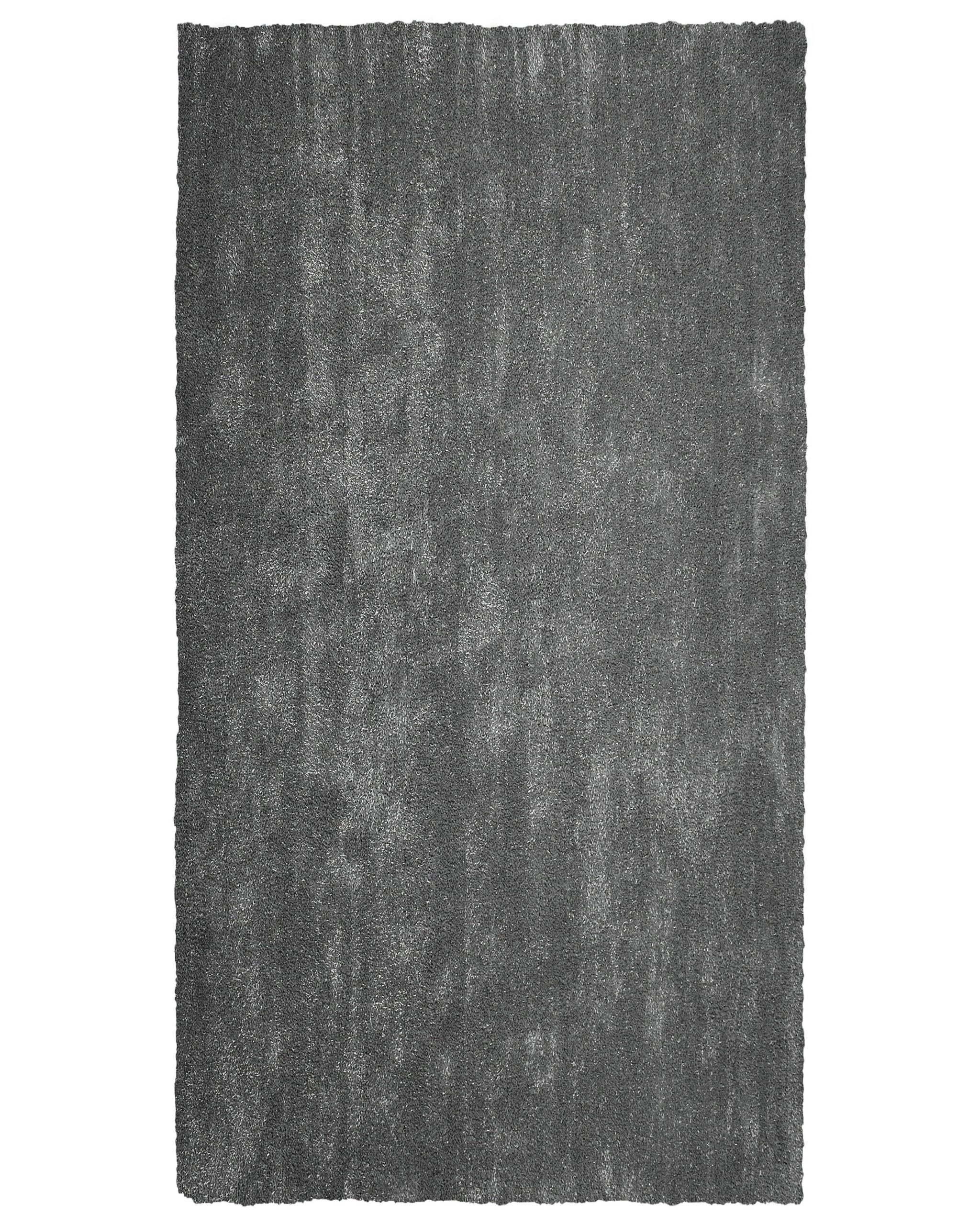 Beliani Tapis Poils Longs Shaggy Gris Foncé en Polyester et Coton Très Doux au Toucher pour Chambre ou Salon au Style Moderne 80 x 150 cm
