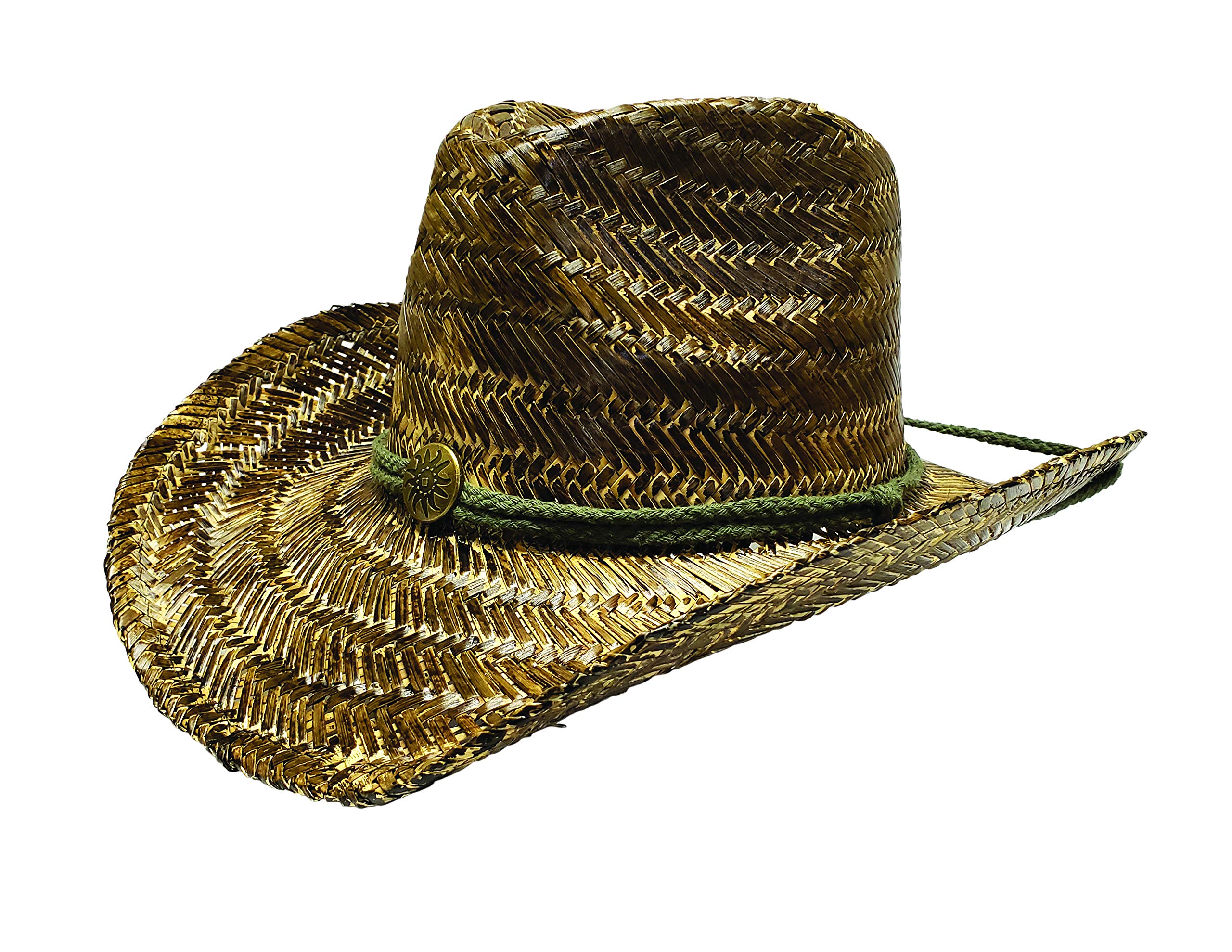 Vamuss Black Stained Seagrass Western Cowboy Hat with Shapeable Brim and Chin Strap Buy Online