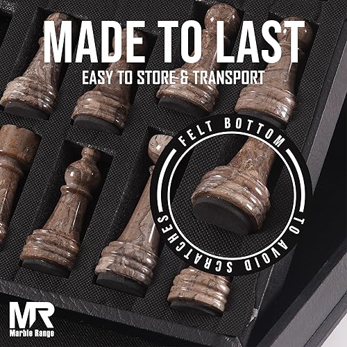 Miniatura 3 de Juego de ajedrez de mármol para adultos de 15 pulgadas, hecho a mano, Oceanic & Verona, juego de mesa con 32 piezas de ajedrez, 2 reinas adicionales