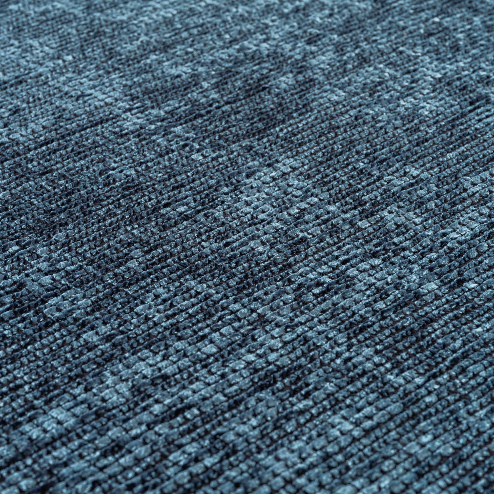 Carpettex, Chenille Teppich Baumwolle Läufer Blau 80x150 cm Waschbar, Boho-Stil, Kurzflor, Vintage Kelim, Weich & rutschfest, Einfarbig, Für Küche, Flur & Schlafzimmer