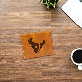 Rico Industries Laser Engraved Trifold Wallet, Houston Texans, Brown