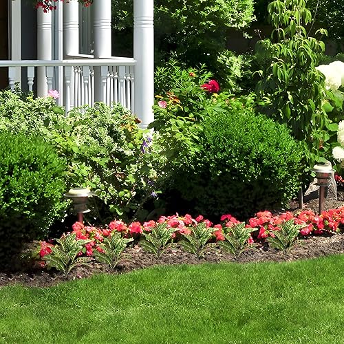 Miniatura 4 de Ramas de hojas artificiales de croton para plantas de interior tropicales, tallos de arbustos para decoración del hogar y la oficina, paquete de 2