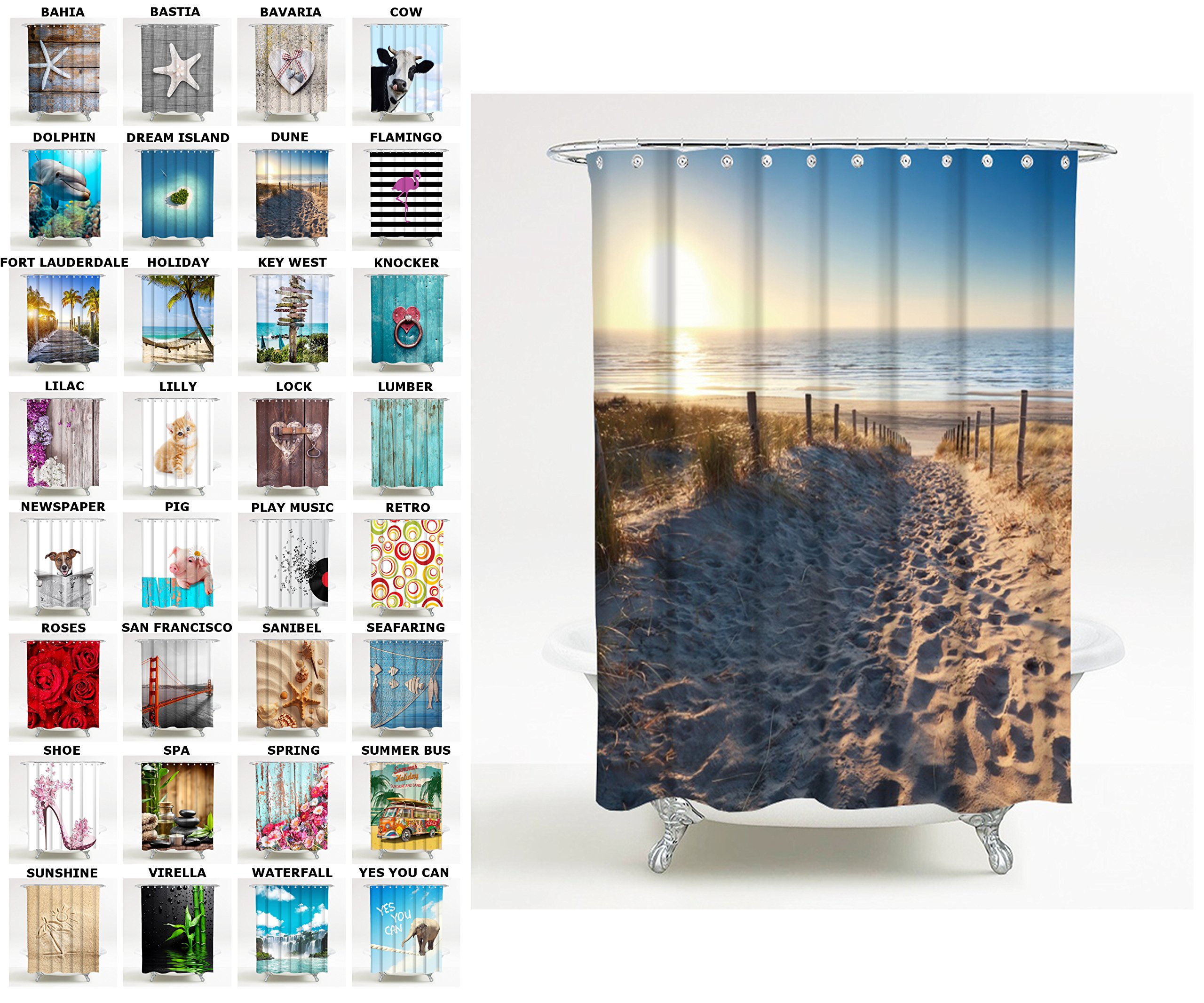 Sanilo Shower Curtain, Wide Choice of Beautiful Shower Curtains, Waterproof, Anti-Mould, with 12 Rings (180 x 200 cm, Dune) โ image 1