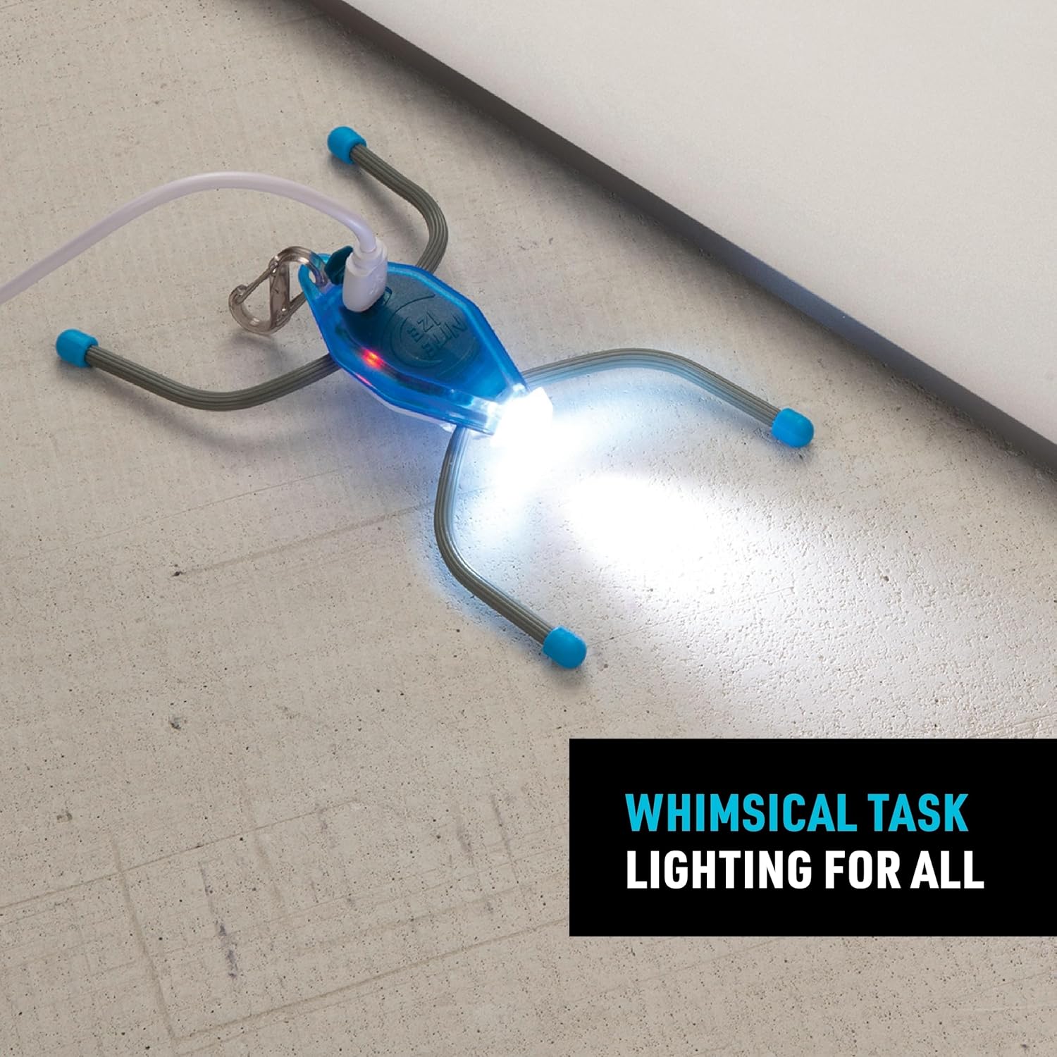 Nite Ize BugLit Rechargeable Micro Flashlight - LED Bug Light for Indoors or Outdoors - Clip On Reading Light - Tent Light for Camping - Task Light with Gear Tie Legs - USB Rechargeable - Bright Blue