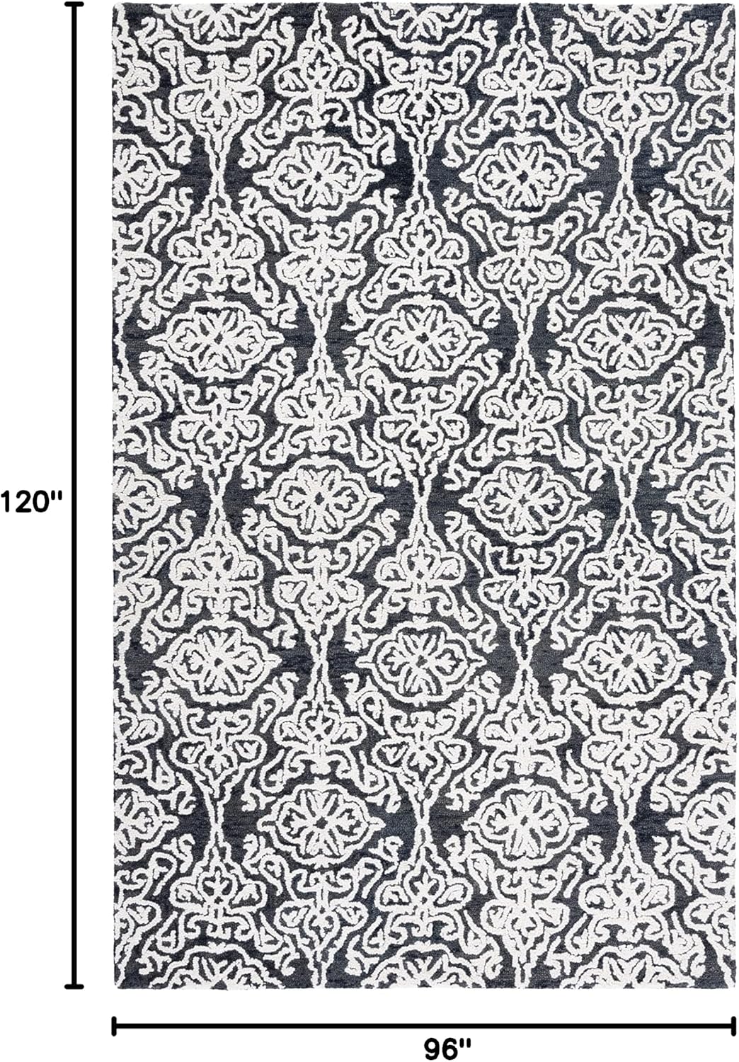 SAFAVIEH Blossom Collection 8' x 10' Black/Ivory BLM112Z Handmade Premium Wool Living Room Dining Bedroom Area Rug