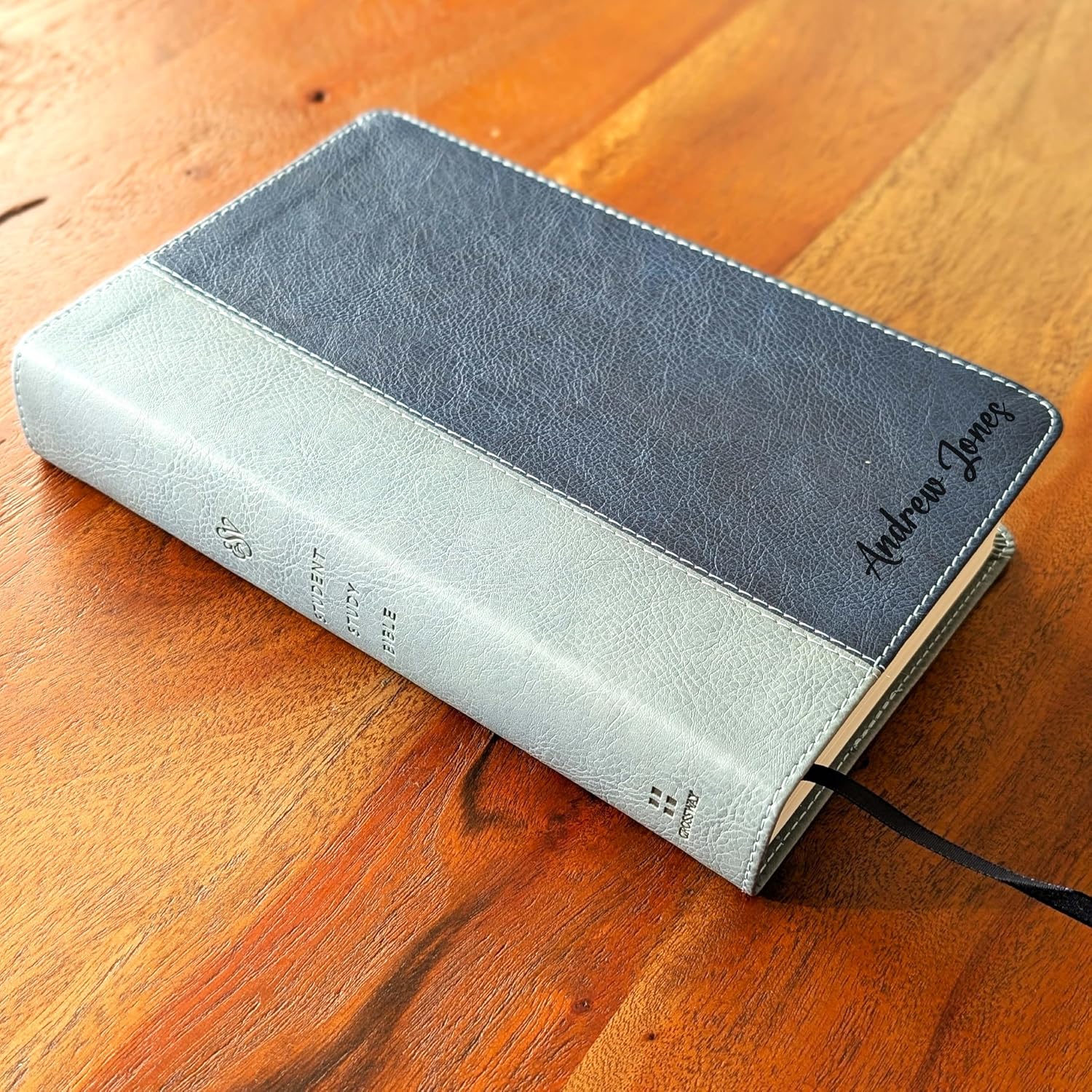 SacredBound Personalized ESV Student Study Bible – Navy/Slate TruTone Faux Leather | Custom Name Engraved | English Standard Version with 12,000 Study Notes, Maps & Cross-References (Name Only)