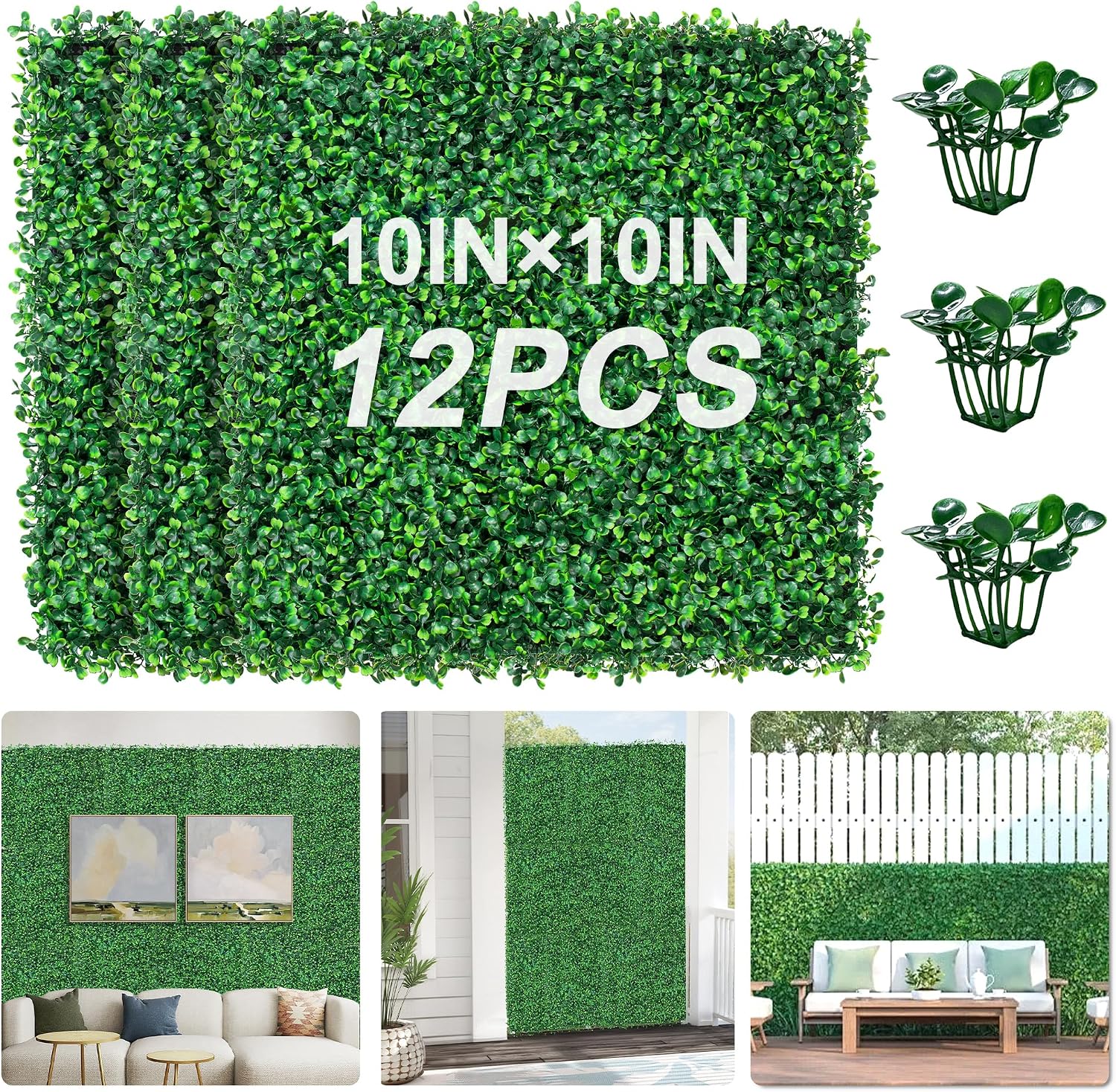 Grass Wall Panels Greenery Backdrop, UV-Anti Green Wall Decor